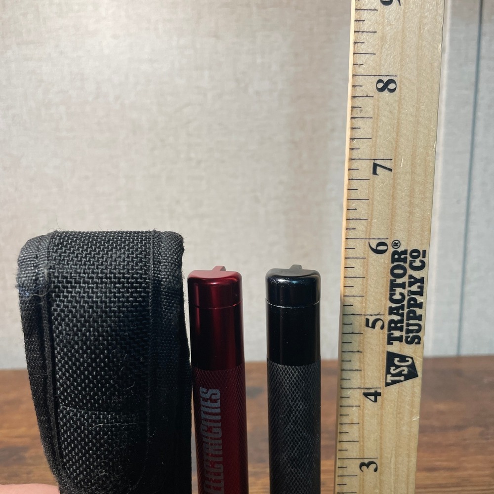 Maglite Mini AA Flashlight Bundle Red and Black with Nylon Belt Holster 2 Pack - Picture 6 of 11